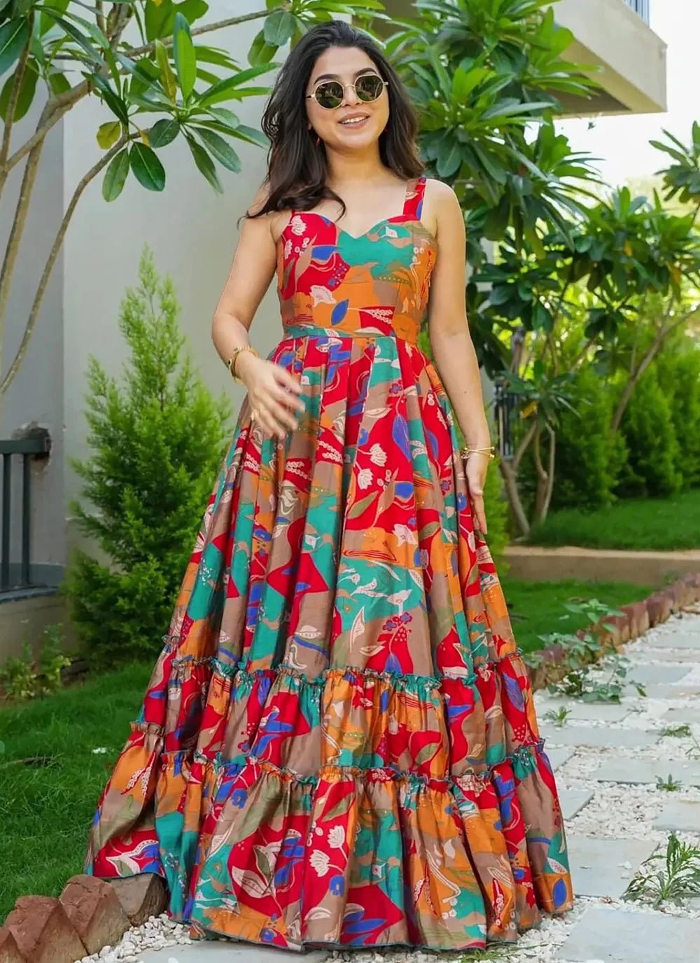 Stylish Bright Multi Color Floral LC 2004 KT - Indian Dress House 786