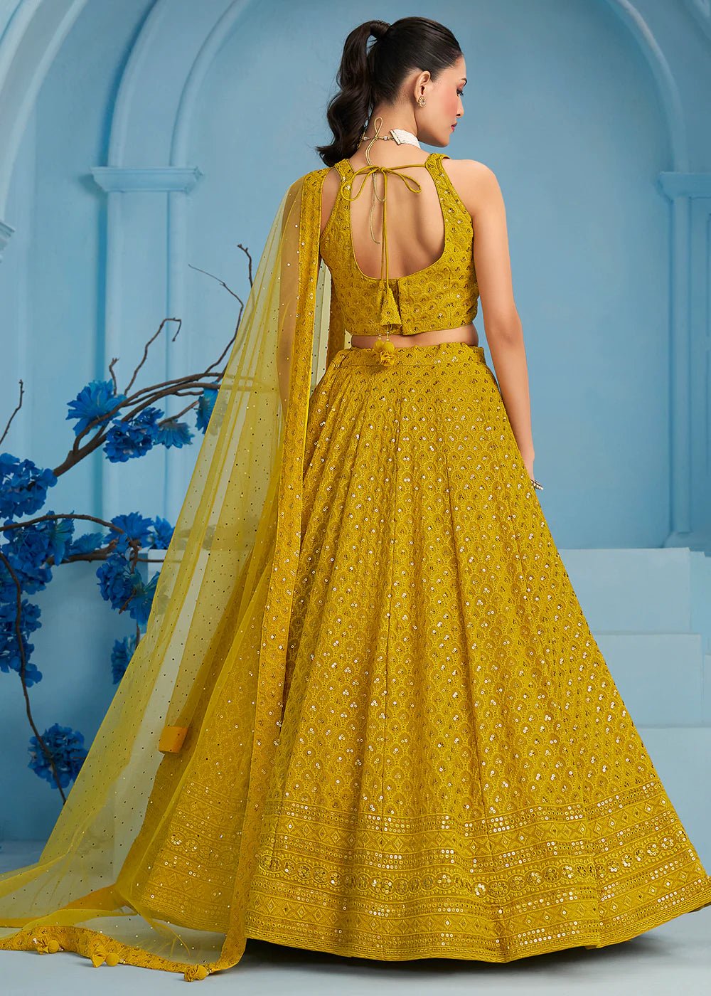 Stylish Embroided Mustard ZFL - Indian Dress House 786