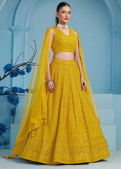 Stylish Embroided Mustard ZFL - Indian Dress House 786