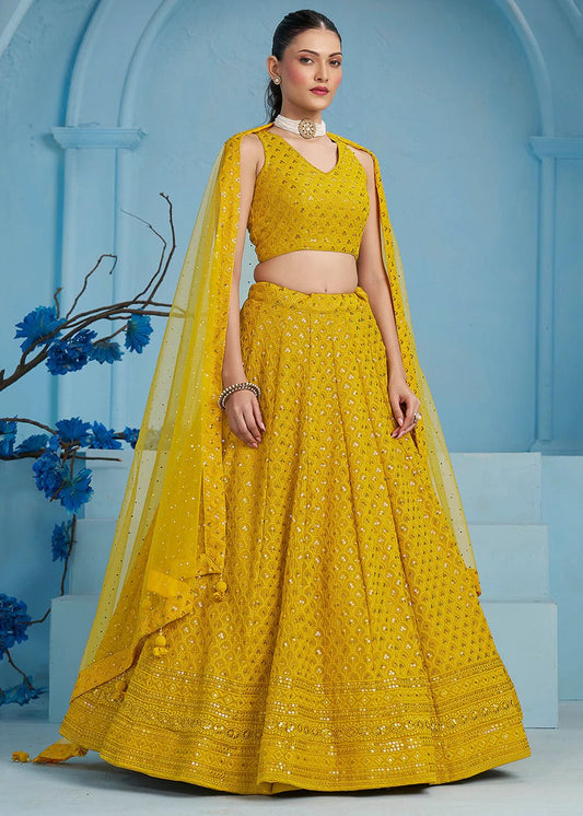 Stylish Embroided Mustard ZFL - Indian Dress House 786