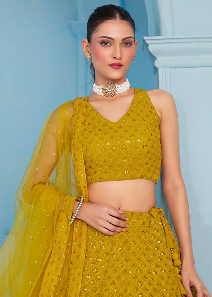 Stylish Embroided Mustard ZFL - Indian Dress House 786