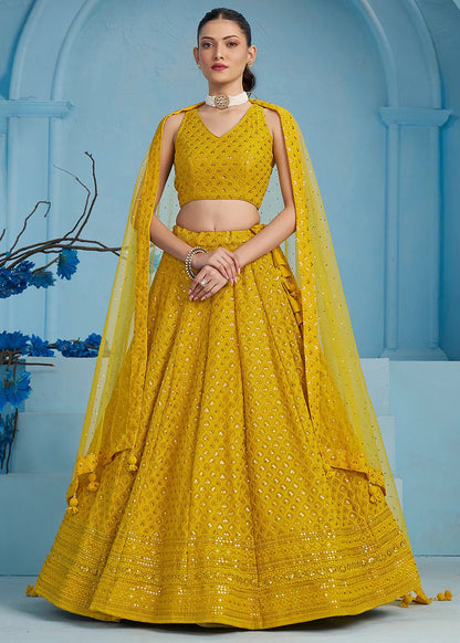 Stylish Embroided Mustard ZFL - Indian Dress House 786