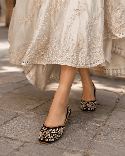 Stylish Floral Black & Gold JTS - Indian Dress House 786