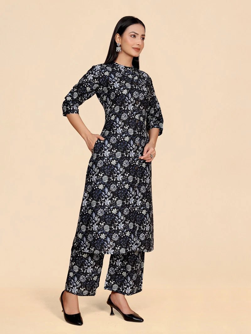 Stylish Floral Black Shubh Co - Ord V29 FVD - Indian Dress House 786