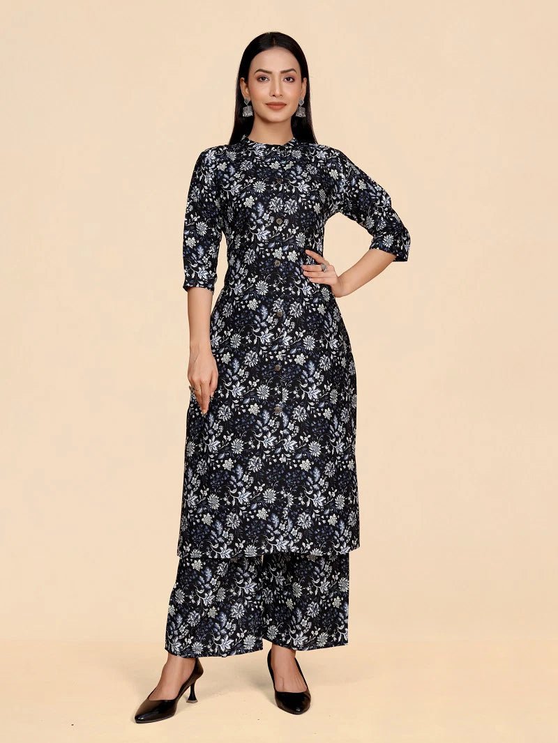 Stylish Floral Black Shubh Co - Ord V29 FVD - Indian Dress House 786