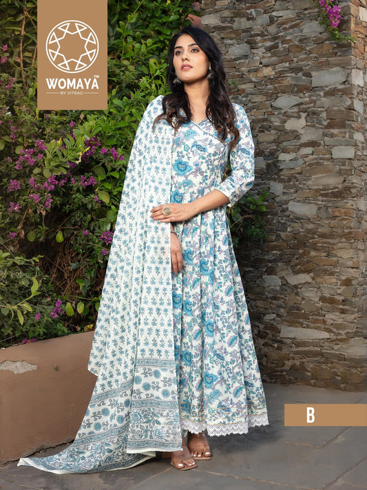 Stylish Floral Blue WMCS B FVD - Indian Dress House 786