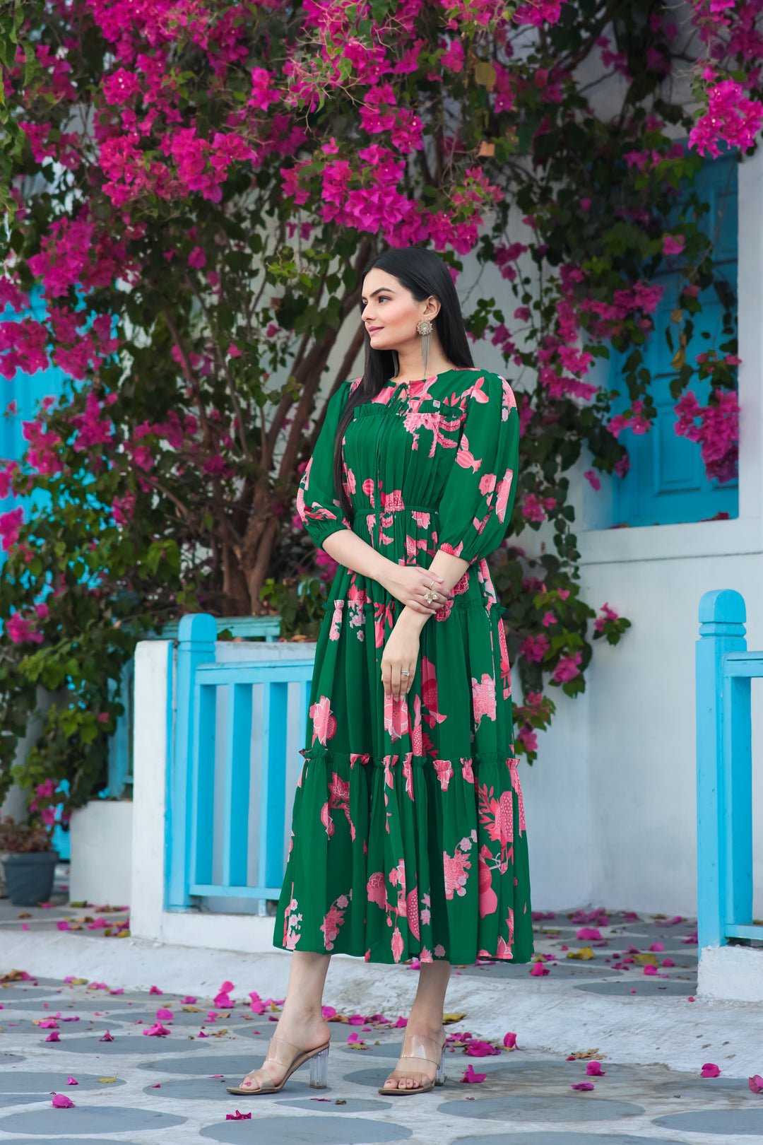 Stylish Floral Green 450 MSK - Indian Dress House 786