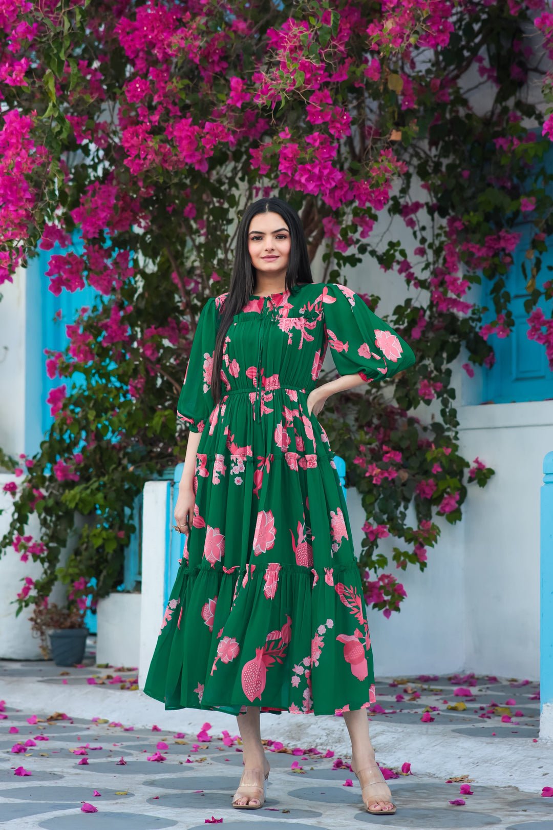 Stylish Floral Green 450 MSK - Indian Dress House 786