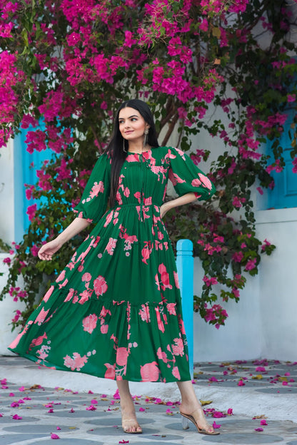 Stylish Floral Green 450 MSK - Indian Dress House 786