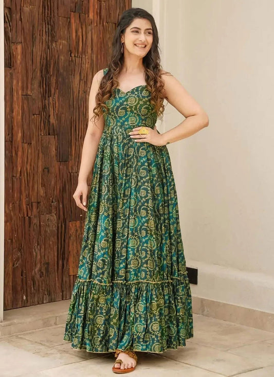 Stylish Floral Green LC 2007 KT - Indian Dress House 786