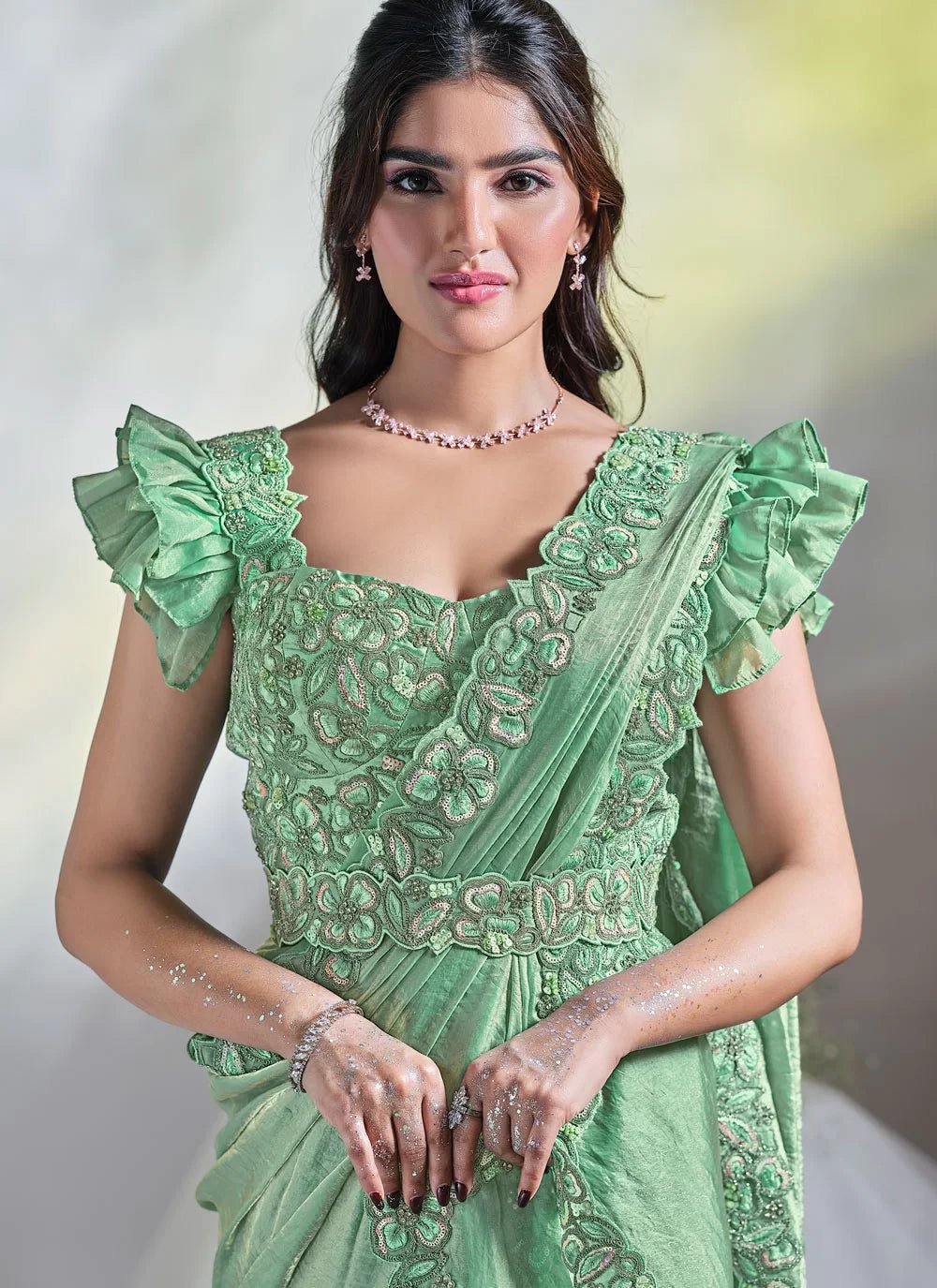 Stylish Floral Green MHSA - Indian Dress House 786