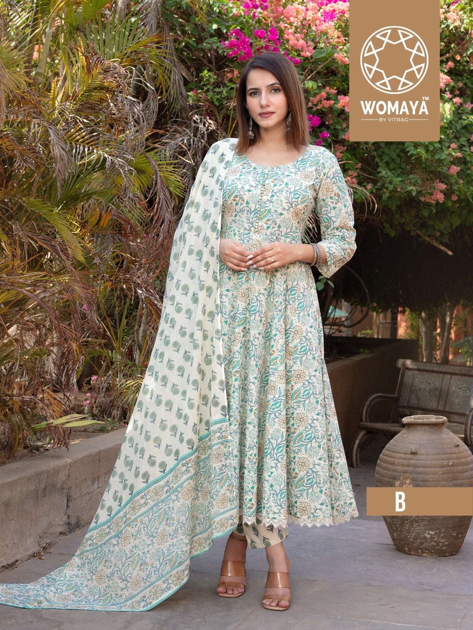 Stylish Floral Pastel Blue WMFC B FVD - Indian Dress House 786