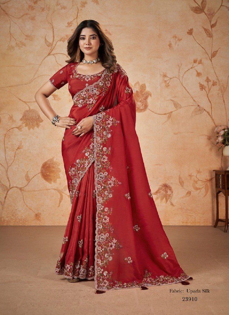 Stylish Floral Red MMD 23910 SAREE - Indian Dress House 786