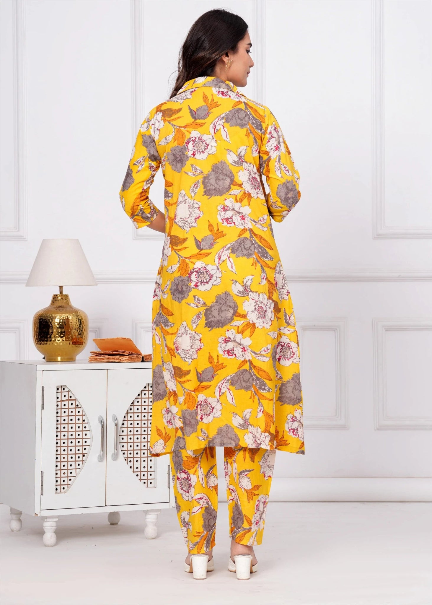 Stylish Floral Yellow Floral Co - Ord DTB FVD - Indian Dress House 786