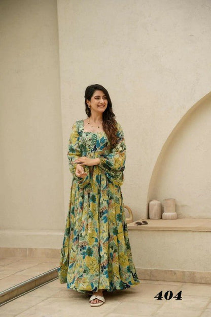 Stylish Forest Green Floral MC LC 404 FVD - Indian Dress House 786