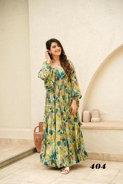 Stylish Forest Green Floral MC LC 404 FVD - Indian Dress House 786