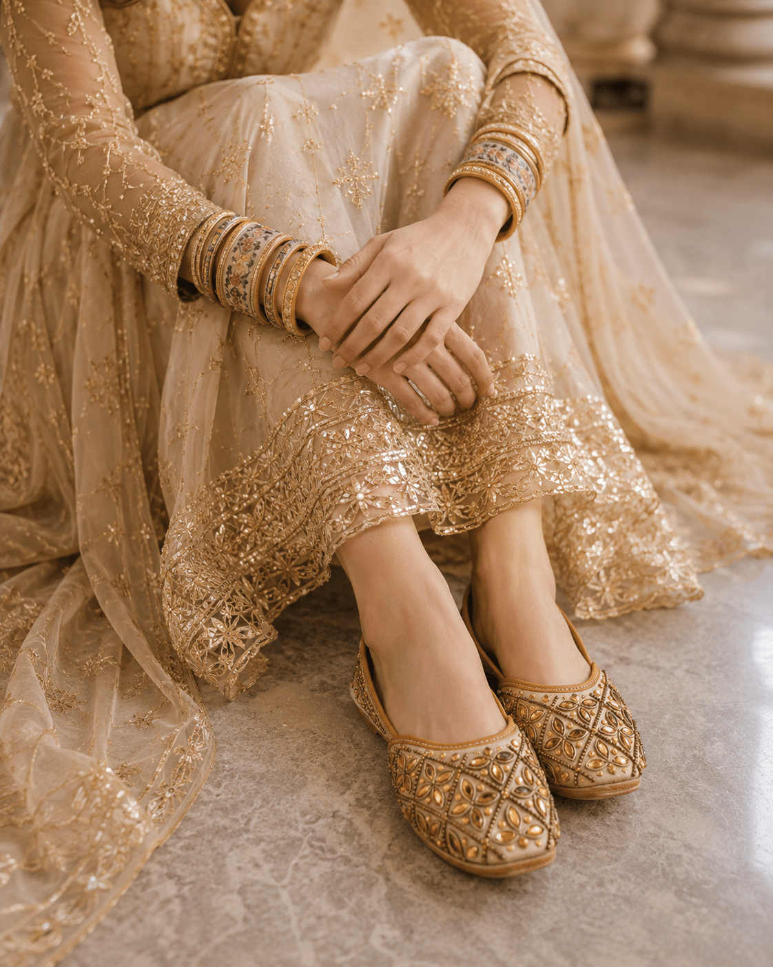 Stylish Gold Checkered JTS - Indian Dress House 786