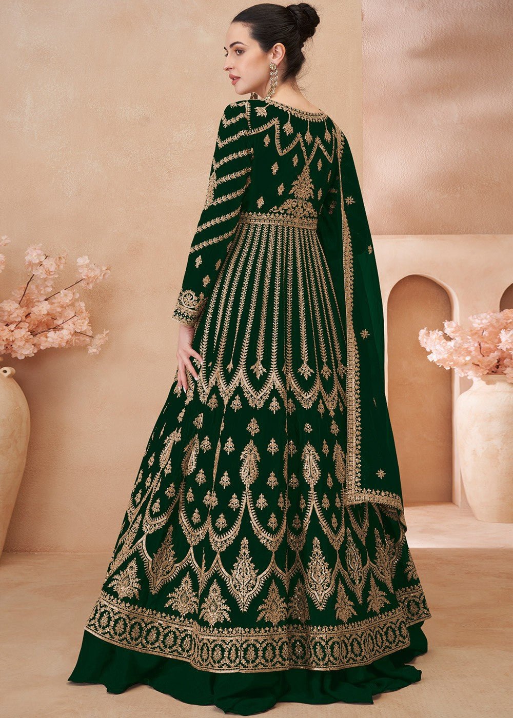 Stylish Green & Gold SYNJ - Indian Dress House 786