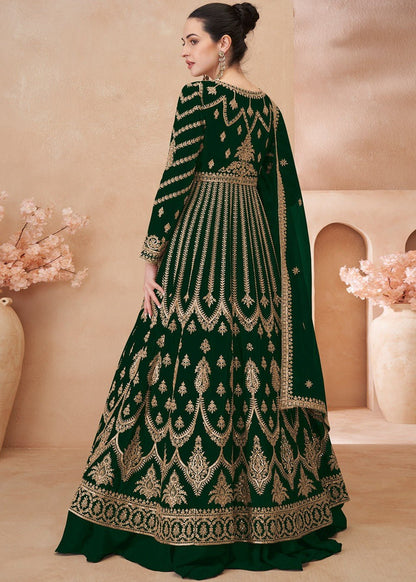 Stylish Green & Gold SYNJ - Indian Dress House 786