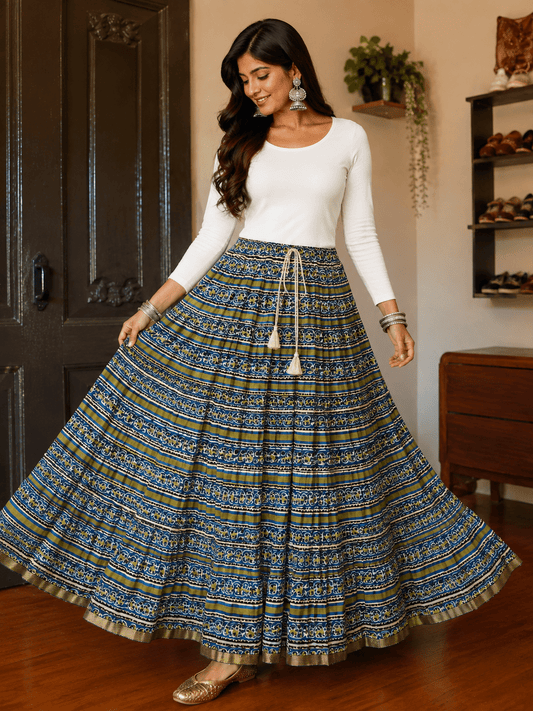 Stylish Green Unique Str M Skirts - Indian Dress House 786