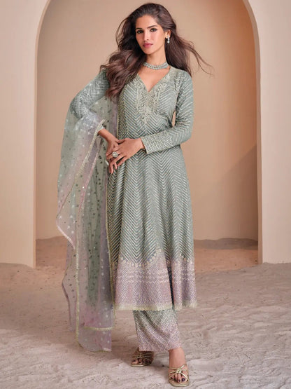 Stylish Grey & Pink SYANA - Indian Dress House 786