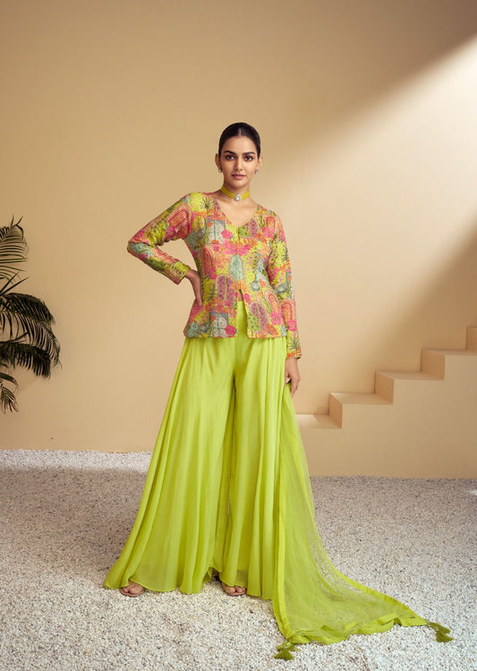 Stylish Lime Floral GKZP - Indian Dress House 786