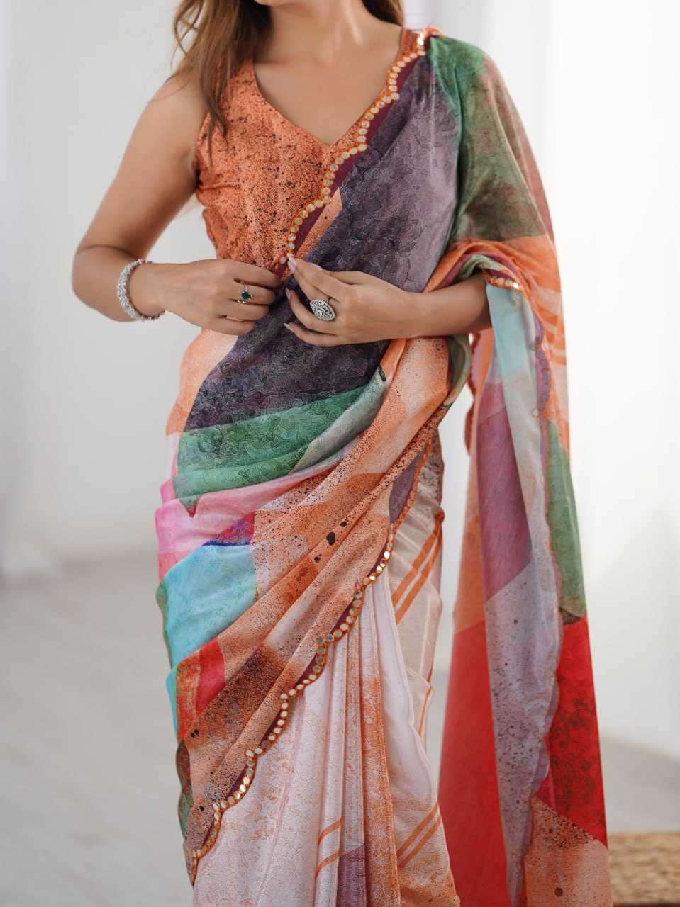 Stylish Multi Color Dye KES Saree - Indian Dress House 786