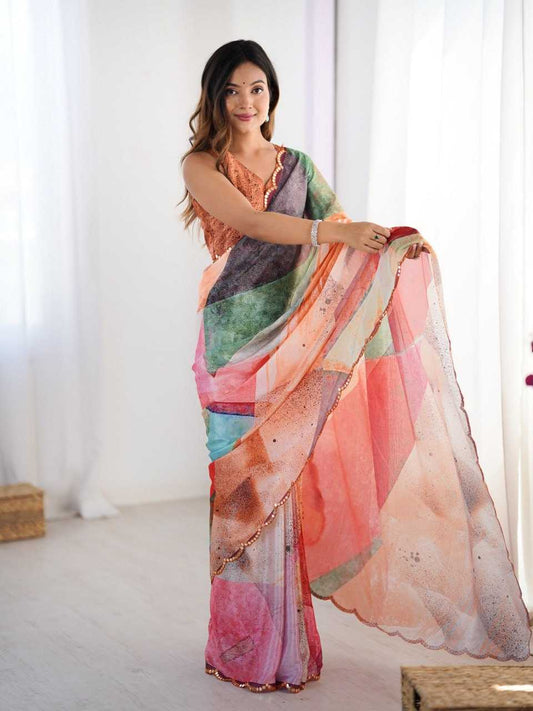 Stylish Multi Color Dye KES Saree - Indian Dress House 786