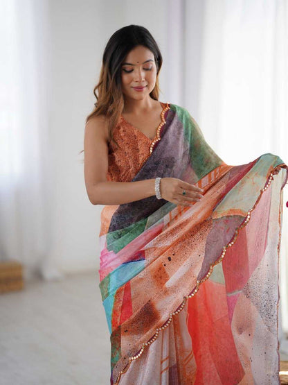 Stylish Multi Color Dye KES Saree - Indian Dress House 786