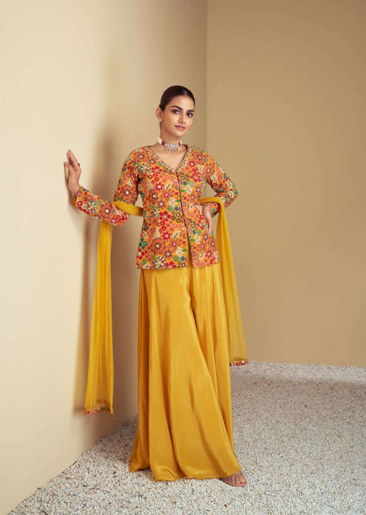 Stylish Mustard Floral GKZP - Indian Dress House 786