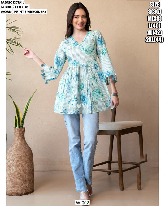 Stylish Pastel Floral Blue WD04 KTS - Indian Dress House 786