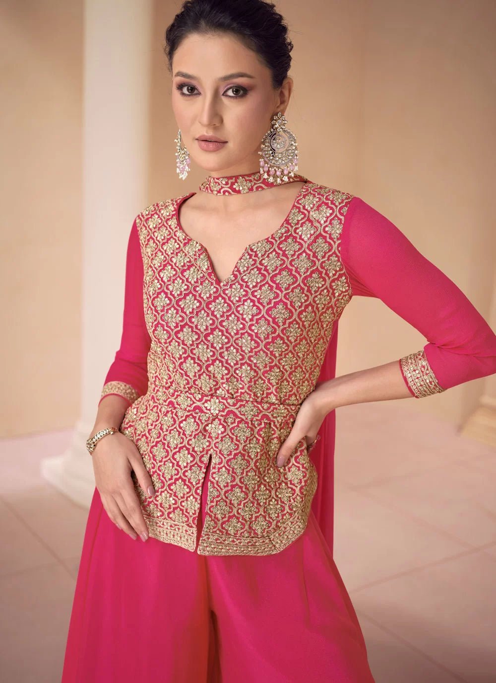 Stylish Pink Ch SSUR - Indian Dress House 786