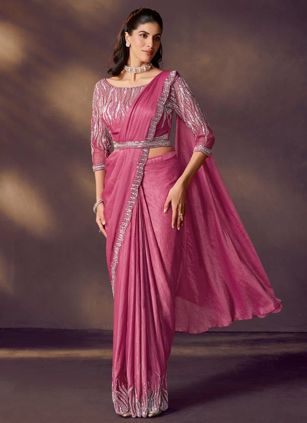 Stylish Pink MHC SAREE - Indian Dress House 786