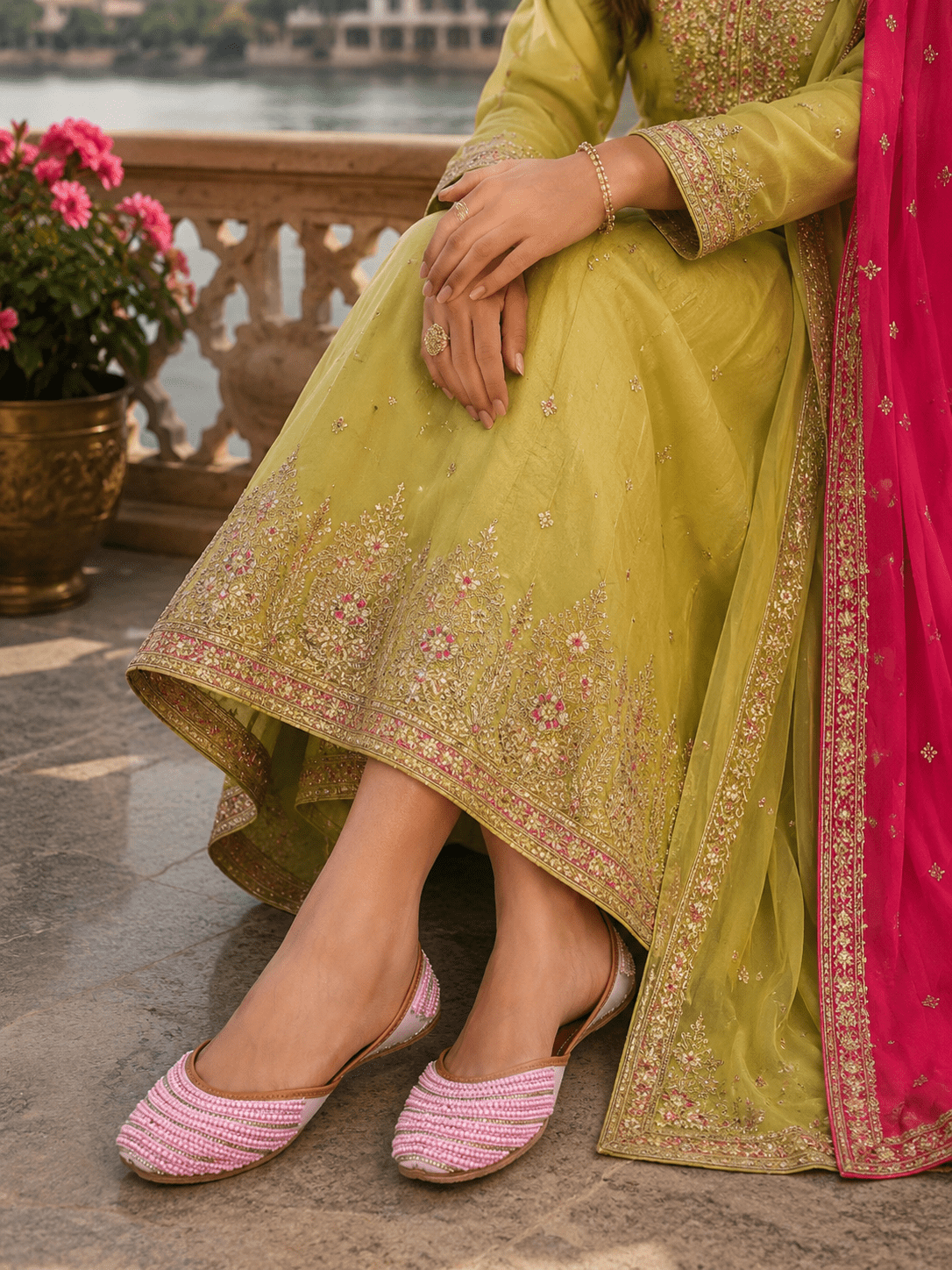 Stylish Pink Peareled Embellished JTS - Indian Dress House 786