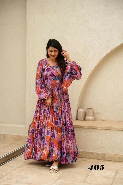 Stylish Purple Floral MC LC 405 FVD - Indian Dress House 786