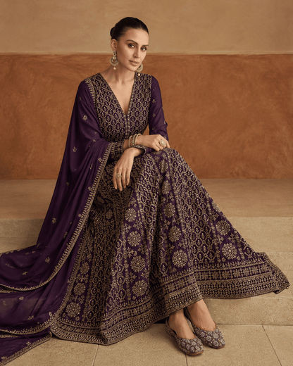 Stylish Silver & Gold Purple Jutti - Indian Dress House 786