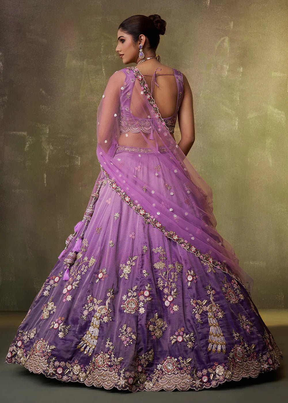 Stylish Two Tone Floral Purple ACLS - Indian Dress House 786