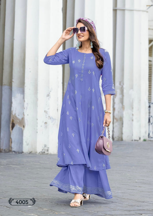 Stylish Unique Dusty Blue Lavender MT 4005 FVD - Indian Dress House 786