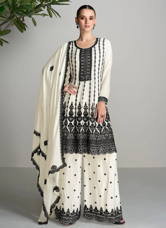 Stylish White & Black ASZ - Indian Dress House 786