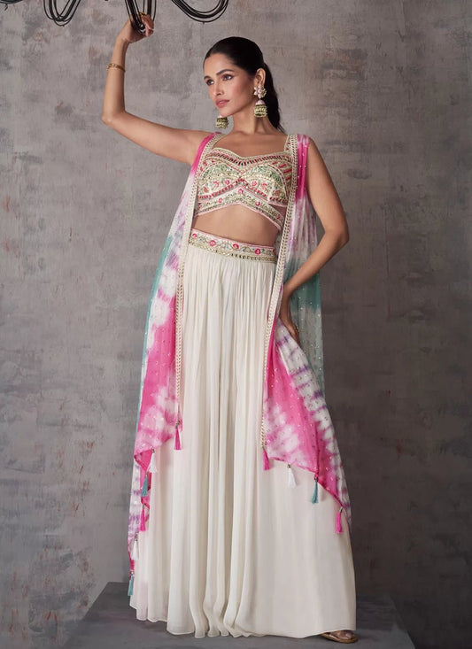 Stylish White Off Multi Color SDK - Indian Dress House 786