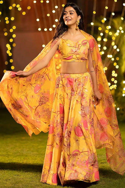 Sunny Yellow Floral LCY 22006 MSK - Indian Dress House 786