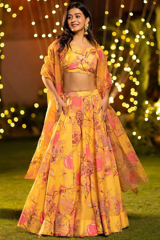 Sunny Yellow Floral LCY 22006 MSK - Indian Dress House 786