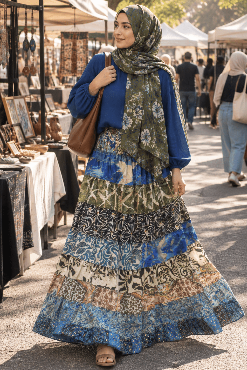 Tiered Boho Print Maxi Skirt - Indian Dress House 786