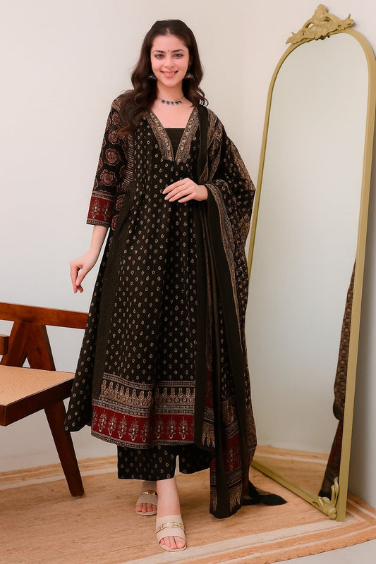Unique Ajrakh Printed AVL FVD - Indian Dress House 786