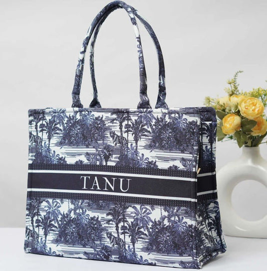 Unique Blue Jungle Themed Tote CFB - Indian Dress House 786