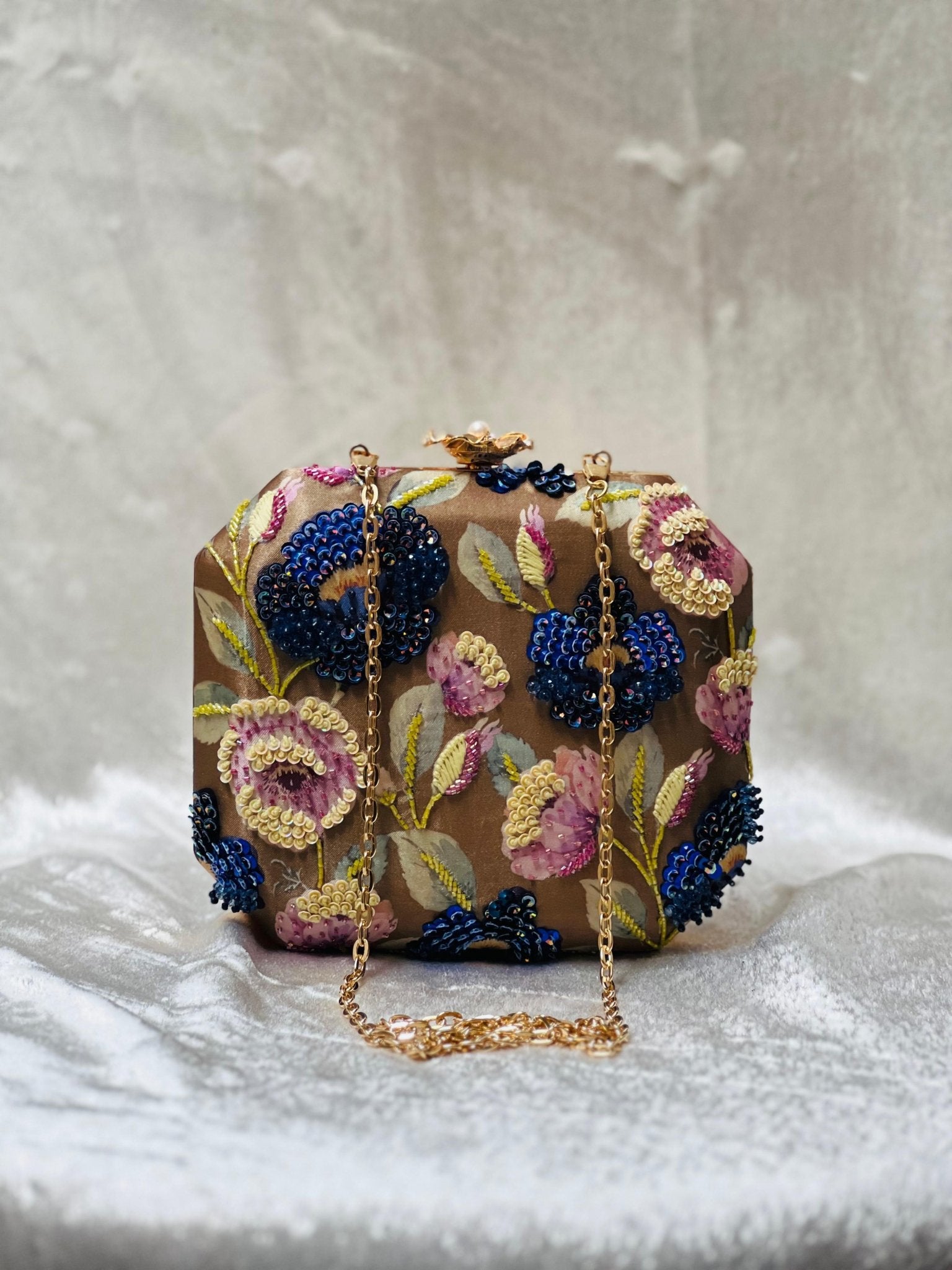 Unique Brown & Blue Floral CFB - Indian Dress House 786