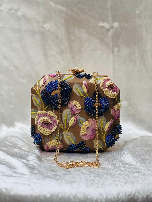 Unique Brown & Blue Floral CFB - Indian Dress House 786