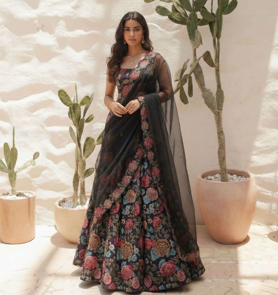 Unique Floral Black AFL - Indian Dress House 786