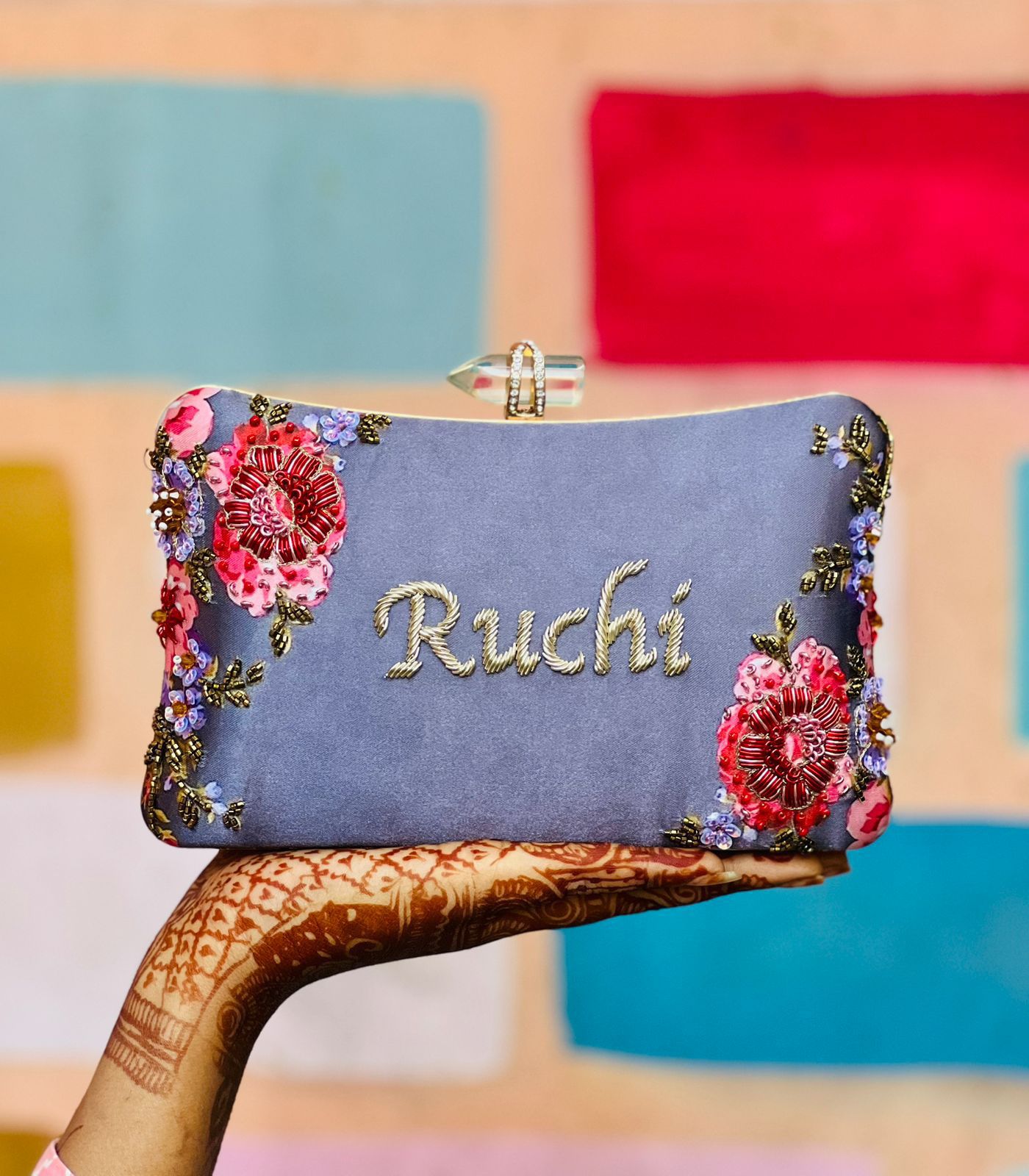 Unique Floral Blue & Red CN CFB - Indian Dress House 786