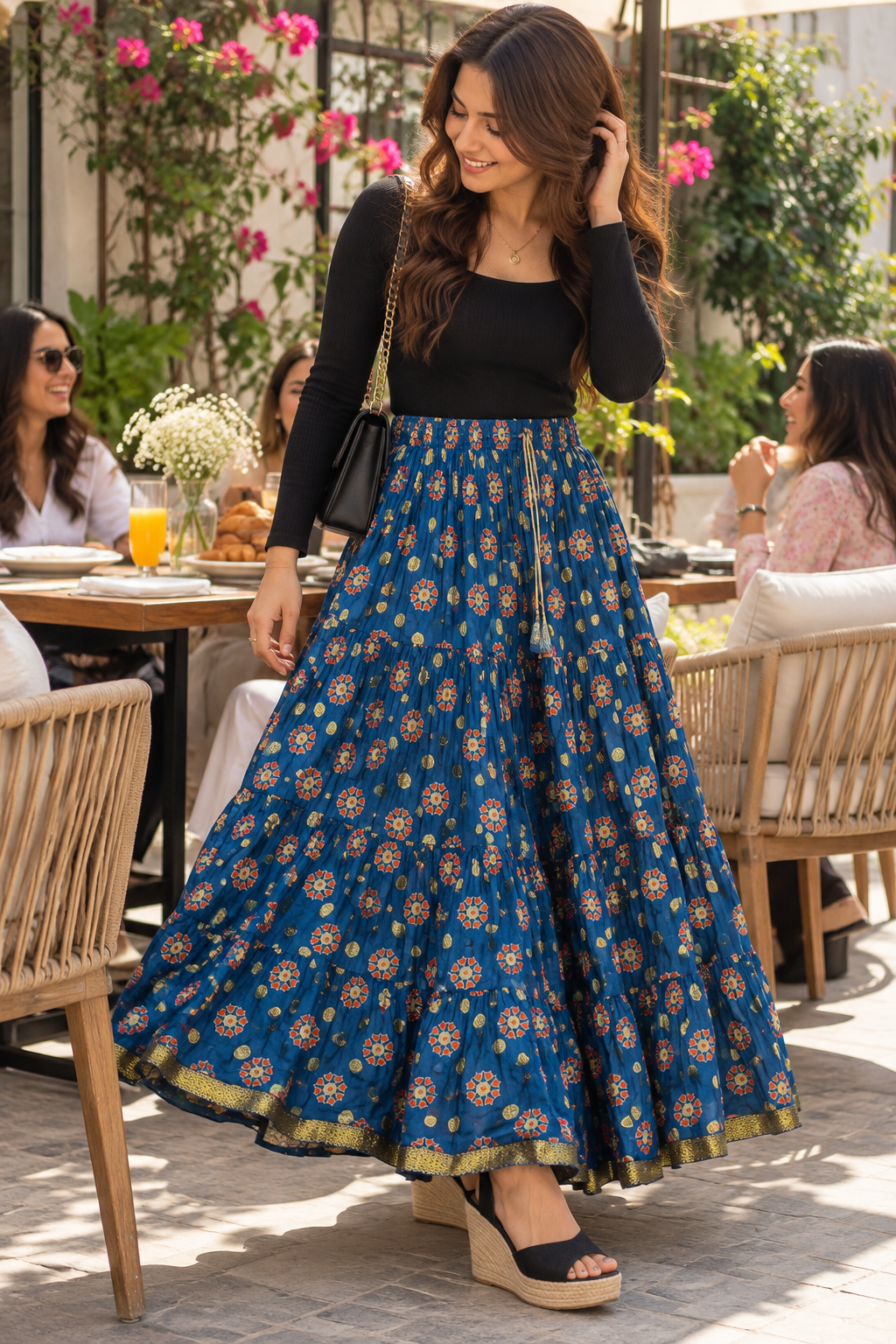 Unique Floral Blue Skirts - Indian Dress House 786